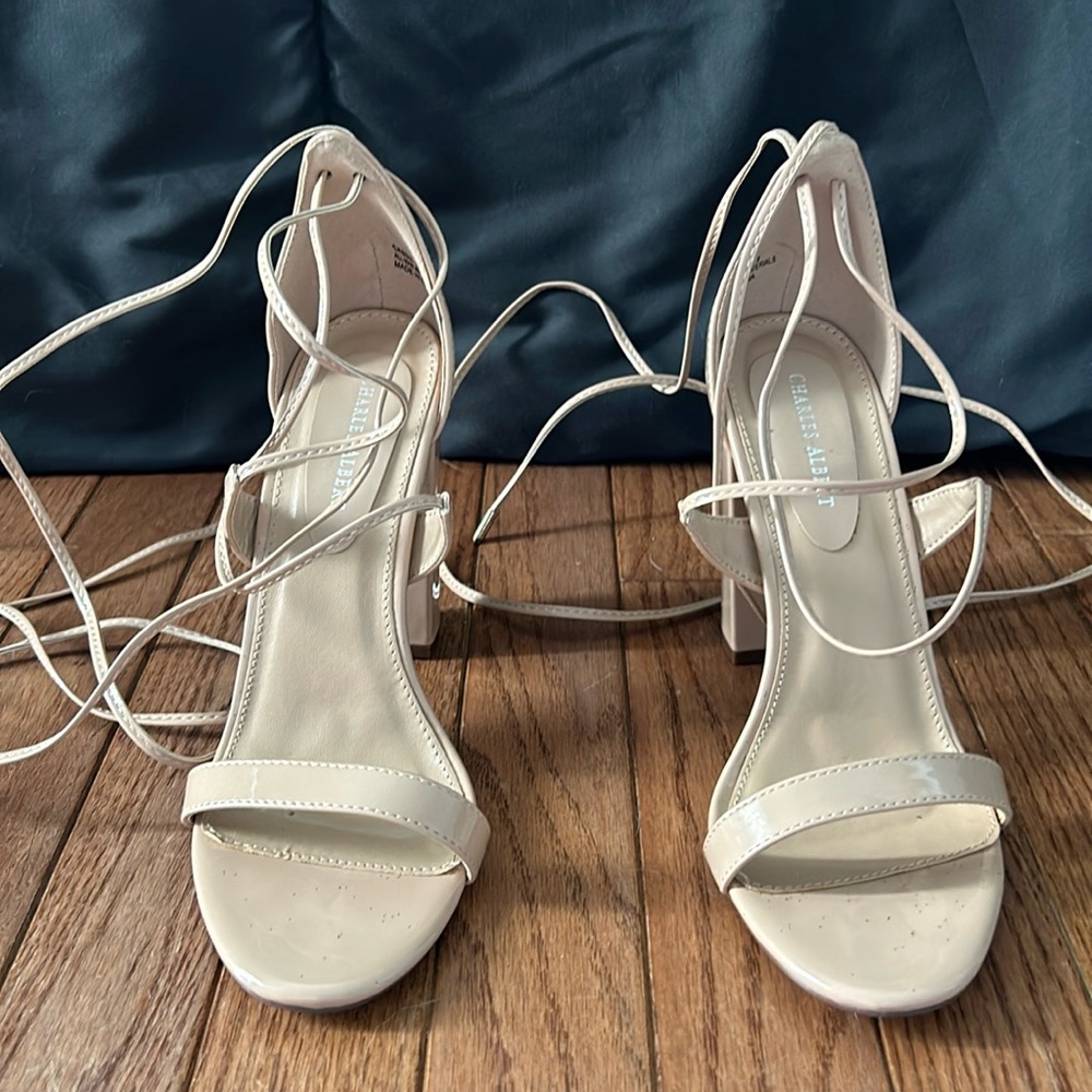 Tan strappy heels